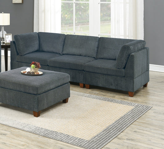Living Room Furniture Grey Chenille Modular Sofa Set 6pc Set Sofa Loveseat Modern Couch 4x Corner Wedge 1x Armless Chairs and 1x - detail view 2