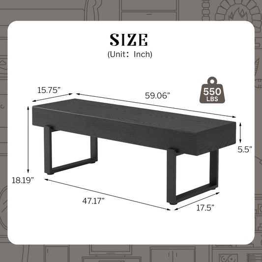 59' Wood Bench - Black - detail view 2