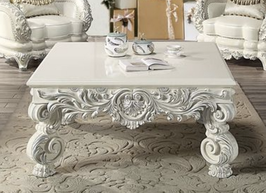 Adara Traditional Antique White Finish Coffee Table