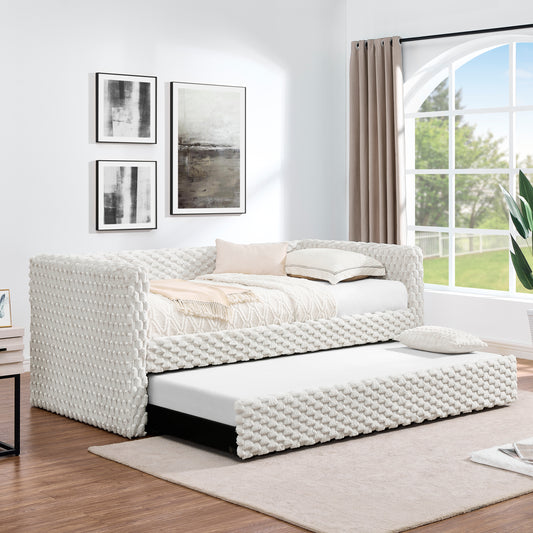 Belton Modern Upholstered Daybed Trundle – Beige