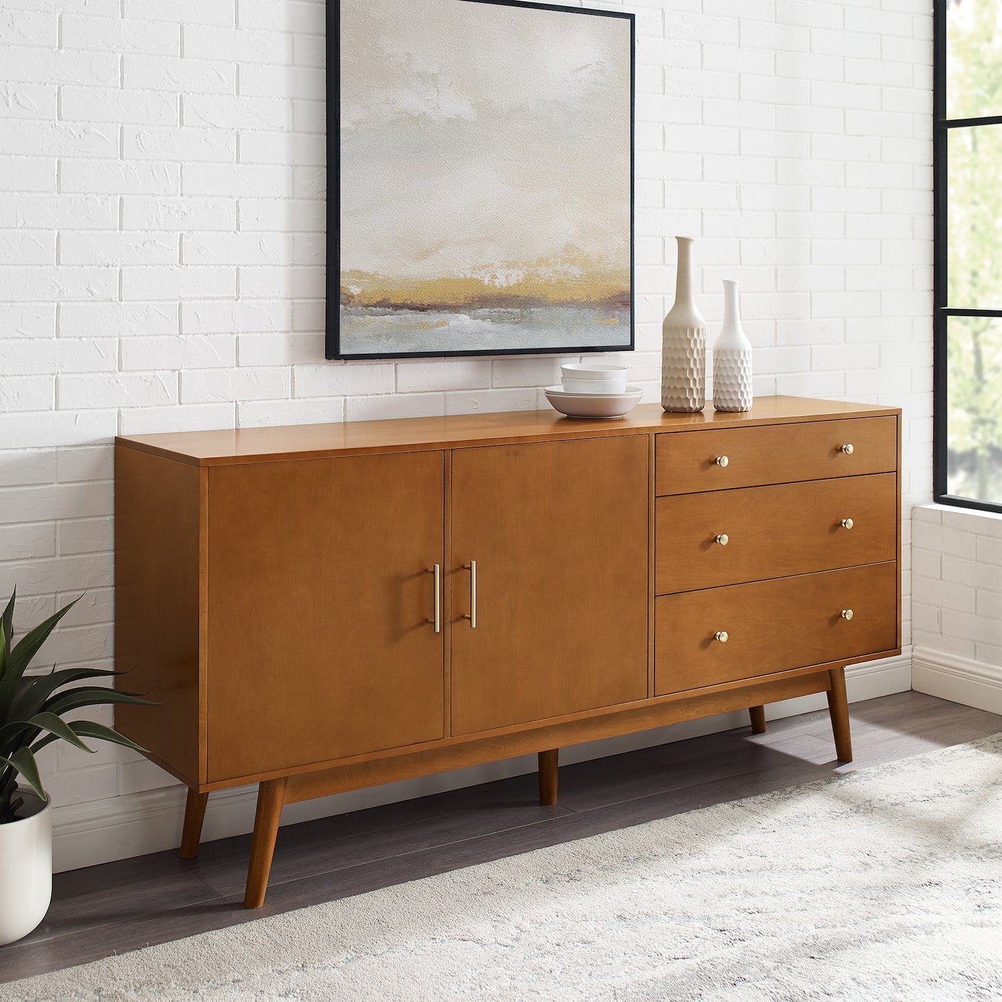 Modovive Mid-Century Modern Sideboard - Acorn