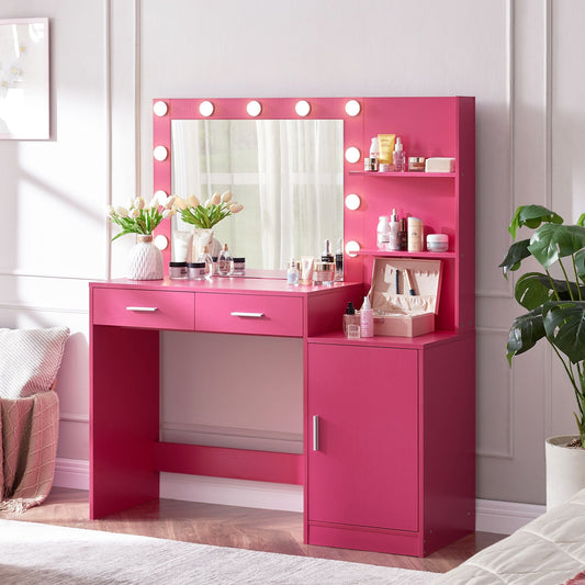 Eira Modern Minimalist Bedroom Vanity, Pink