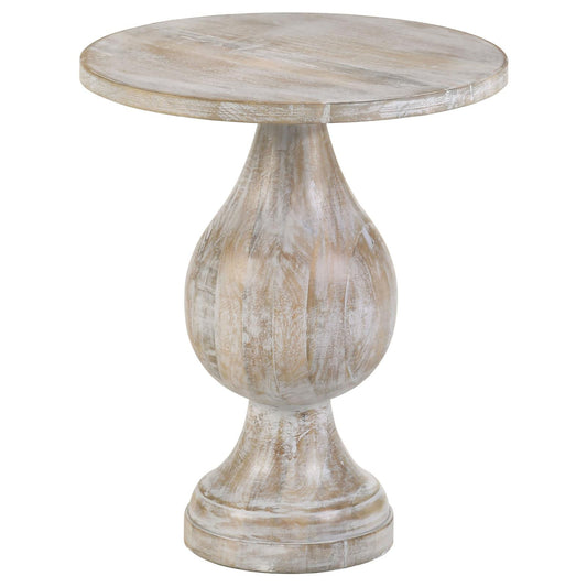 White Washed Pedestal Accent Table