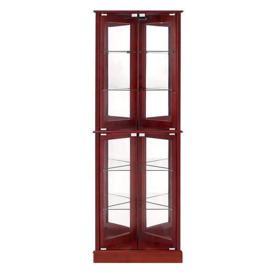 Cora Traditional Curio with Adjustable Shelves & Mirror Back, Cherry