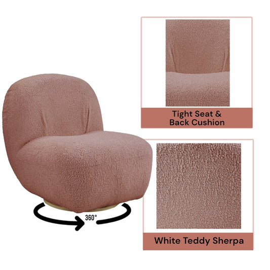 Yedaid Pink Teddy Sherpa Accent Chair W/Swivel