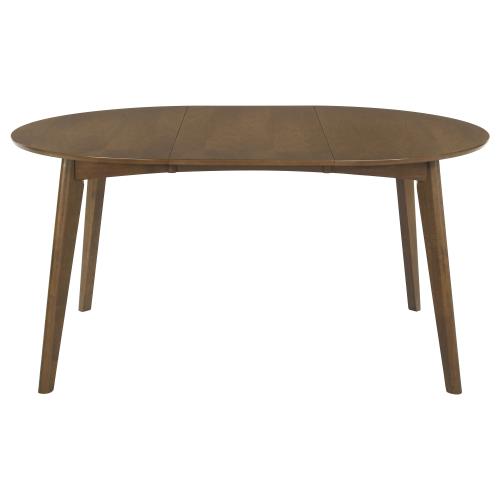 Jedda Oval 60-inch Extension Leaf Dining Table Dark Walnut - Finally Home Furnishings LLC