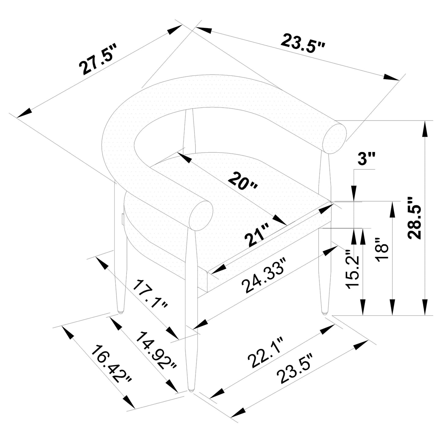Dunmore Boucle Upholstered Dining Arm Chair Black, Set of 2