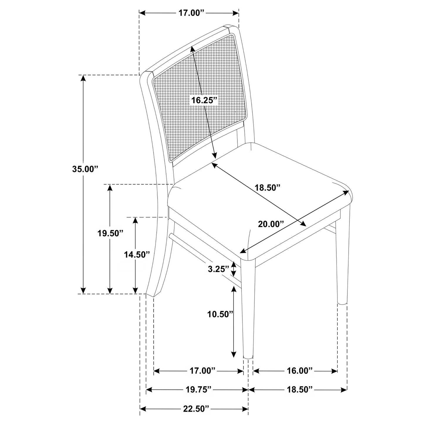 Arini Mid-Century Modern 5-Piece Solid Wood Dining Set with Rattan Chairs - Sand Wash