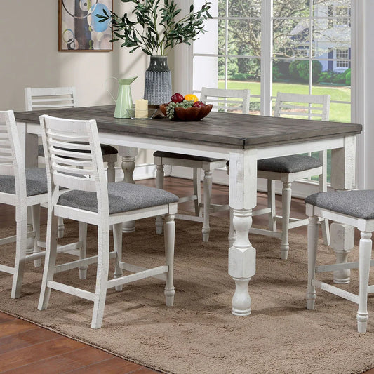 Calabria Rustic Farmhouse Counter Height Dining Set - Antique White & Gray