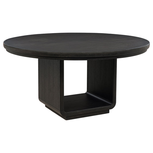 Leandro 60” Round Contemporary Dining Table – Burnished Black