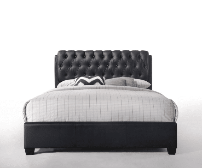 Ireland II Collection Button Tufted Queen Bed in Black - 14350Q