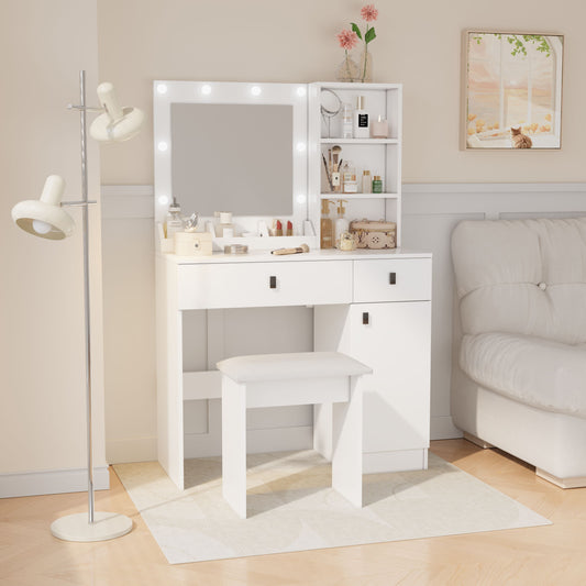 Mabel Contemporary White Vanity Set
