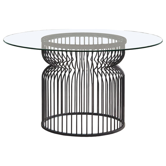 Granvia 54" Round Glass Top Dining Table in Gunmetal Finish