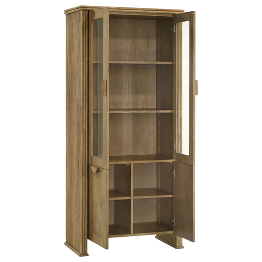 Adina 77" Tall Display Cabinet in Distressed Brown