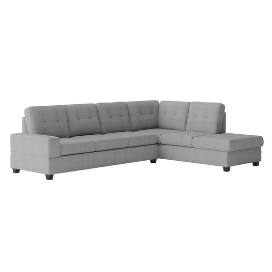 Modern Living Room 2-Piece Reversible Sectional with Drop-Down Cup Holders Sofa Chaise Gray Microfiber Upholstered Tufted Details - primary color shot