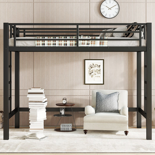Twin Size Metal Loft Bed - Black - detail view 2