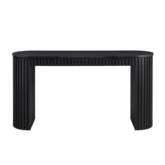 Curved Console Table with Vertical Stripe Design