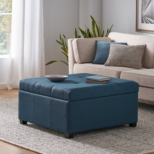 Carlsbad Linen Storage Ottoman, Blue