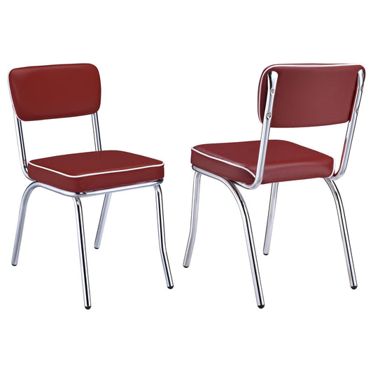Rhonda Retro Red and Chrome Upholstered Side Chairs Set of 2