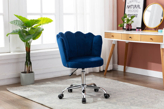 Vespara Contemporary Velvet Office Chair - Blue
