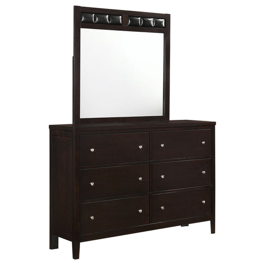 Carlton 6-Drawer Dresser with Mirror – Cappuccino