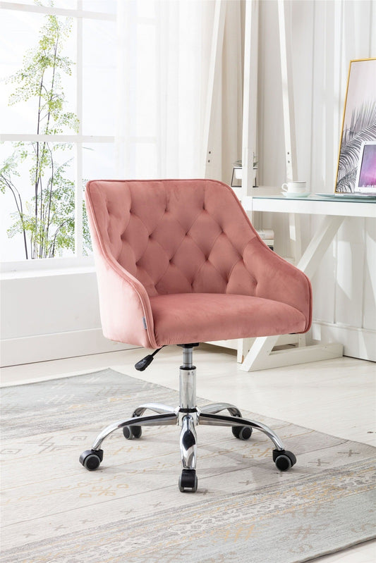 Mizan Contemporary Tufted Velvet Office Chair - Pink