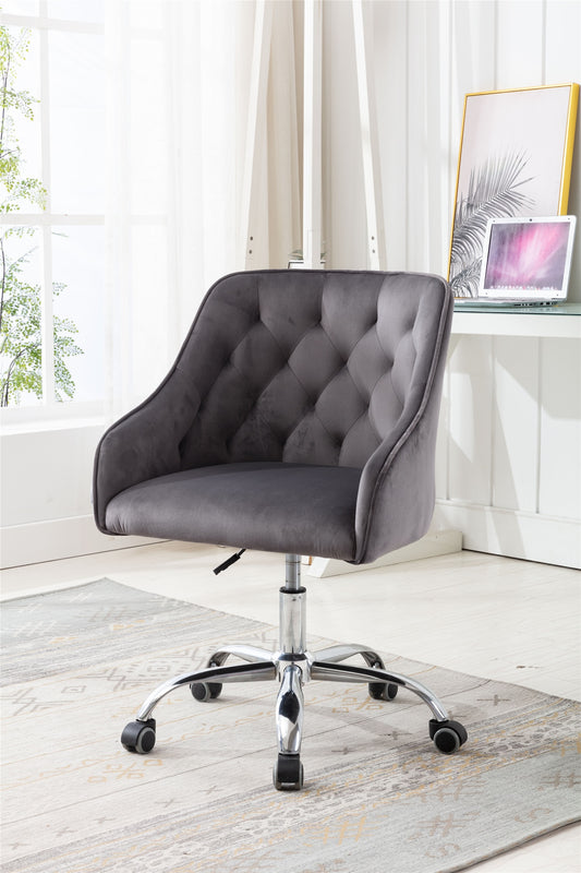 Mizan Contemporary Tufted Velvet Office Chair - Dark Gray