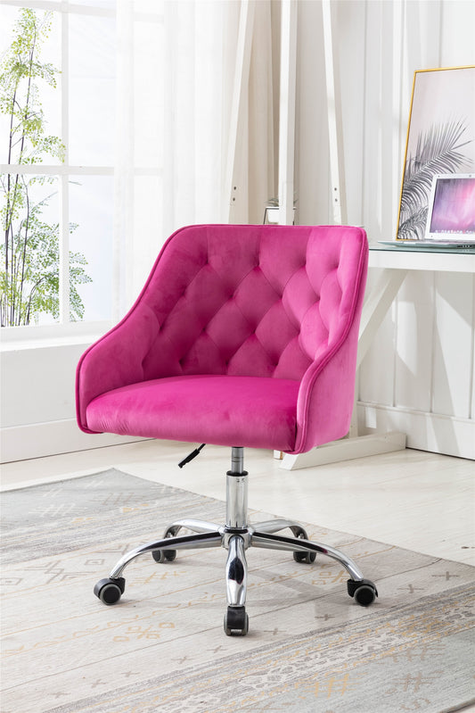 Mizan Contemporary Tufted Velvet Office Chair - Red