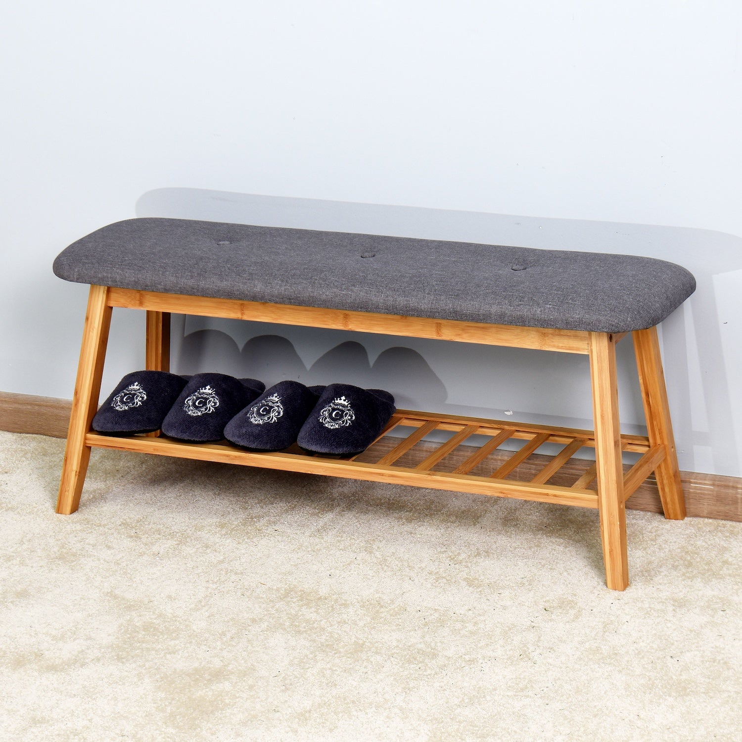 Newmark Bamboo Entryway Bench with Shoe Rack