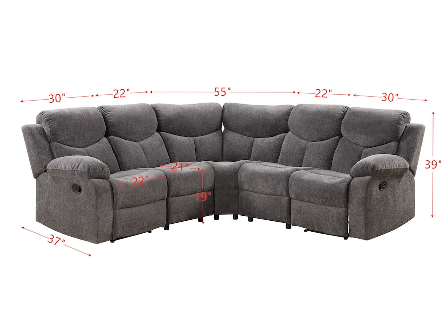ACME Kalen Sectional Sofa in Gray Chenille 54135