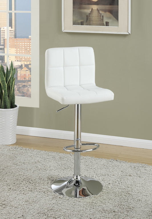 Kanepe Leatherette Bar Stools with Adjustable Height Set of 2 - White