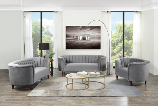 Acme Millephri Mid-Century Modern Sofa in Gray Velvet