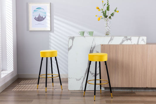 Knef 24" Counter Height Bar Stool with Velvet Seat Set of 2 - Mustard