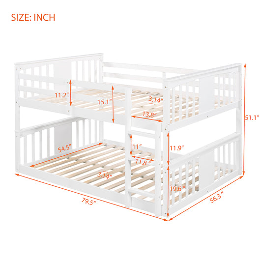 Lucky Cottage Style Full over Full Bunk Bed - White