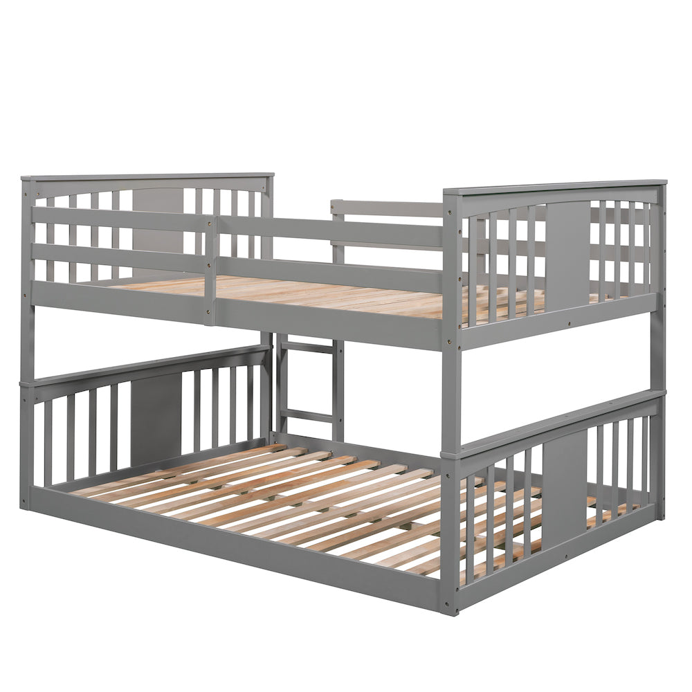 Lucky Cottage Style Full over Full Bunk Bed - Gray