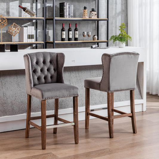 Amil 27" Counter Height Wingback Stools - Gray