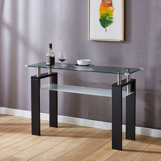 Artisan Furniture Modern Tempered Glass Console Table - Black