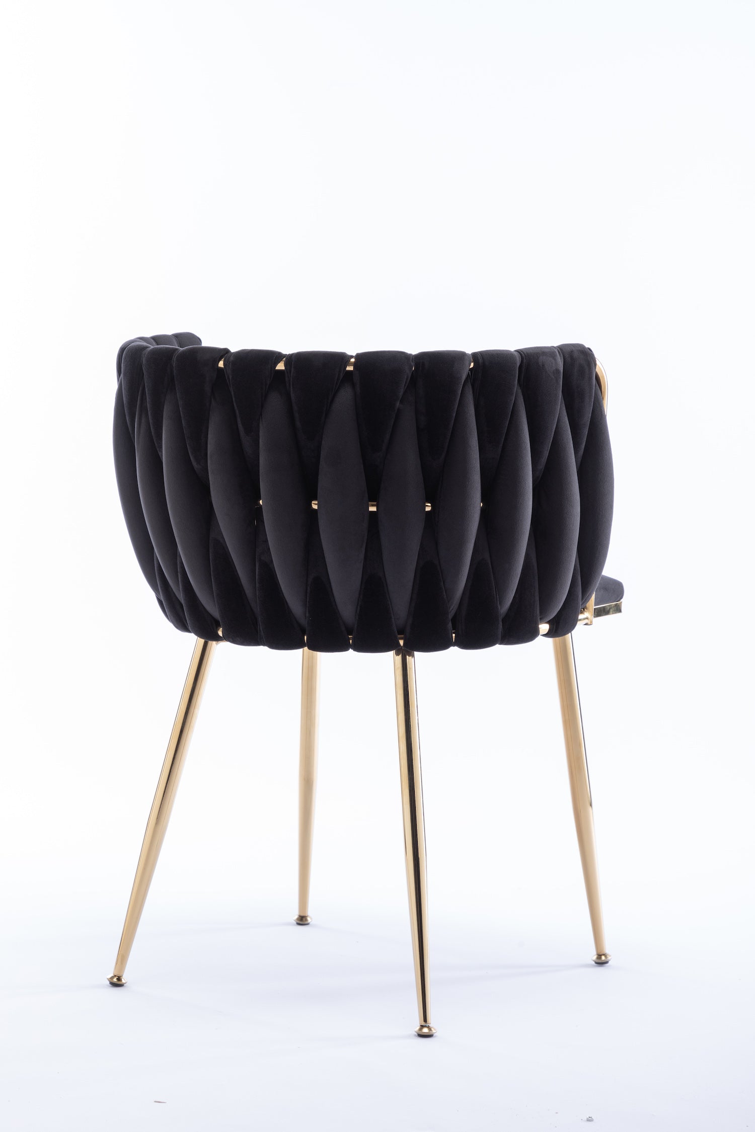 WeeHaa Modern Gold Framed Velvet Dining Chairs Set of 2 - Black