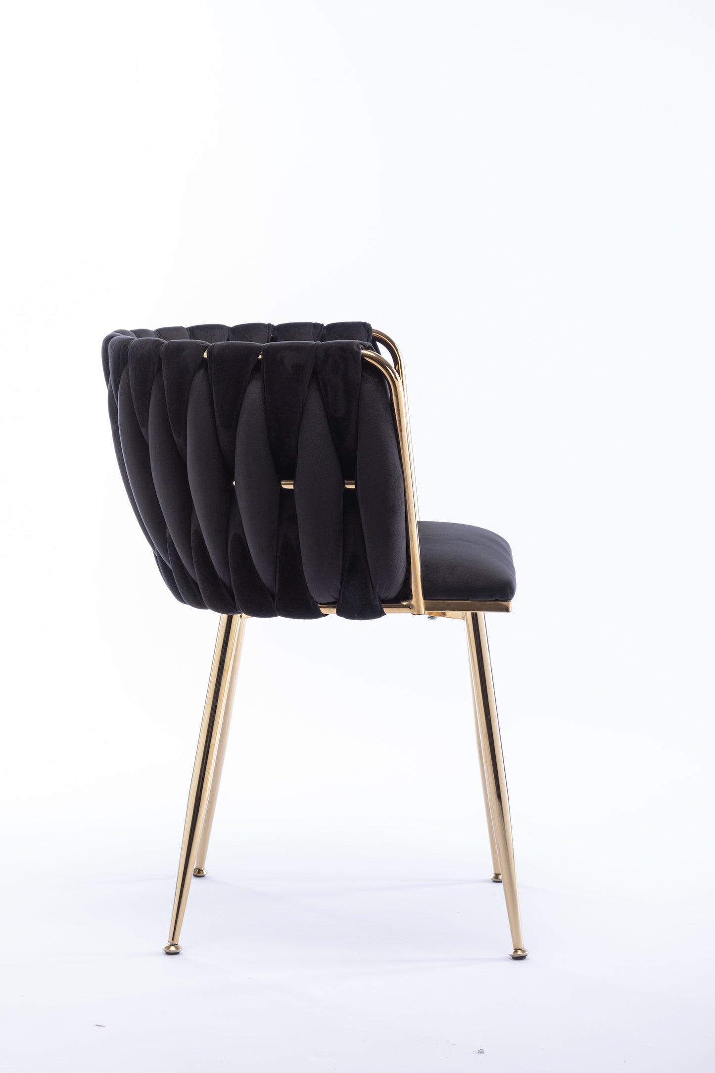 WeeHaa Modern Gold Framed Velvet Dining Chairs Set of 2 - Black
