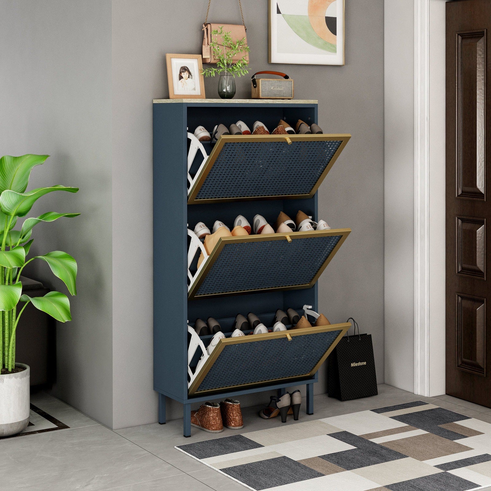 Milestone Homelife Modern 3 Door Shoe Storage Cabinet