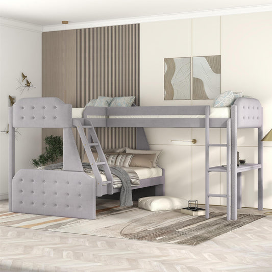 Zephyra L-Shape Twin over Full & Twin Loft Bed - Gray