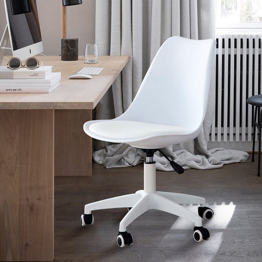 Mora Modern Minimalist Plastic Swivel Office Chair - White