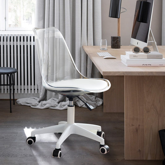 Mora Modern Swivel Office Chair in Transparent Plastic