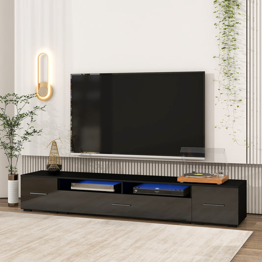 Stevie Modern 83" High Gloss TV Console with LED Lights