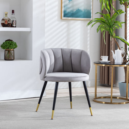 Zen Zone Velvet Accent Chair with Gold Tipped Legs - Gray
