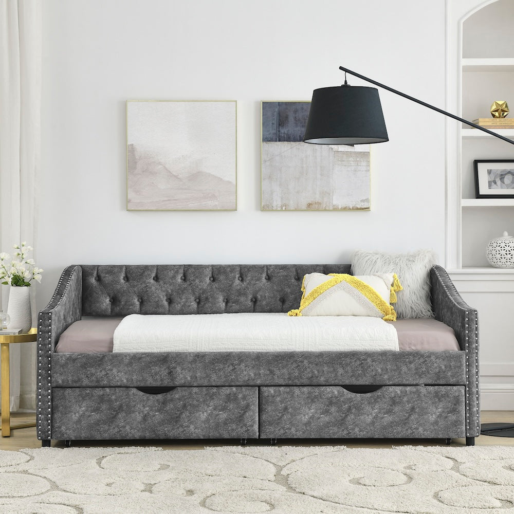 Everest Twin Size Tufted Daybed with Storage