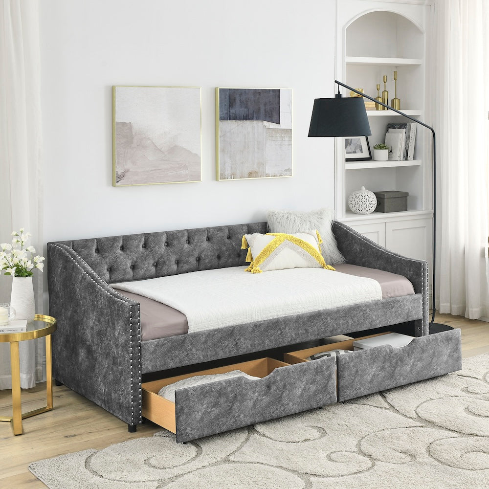 Everest Twin Size Tufted Daybed with Storage