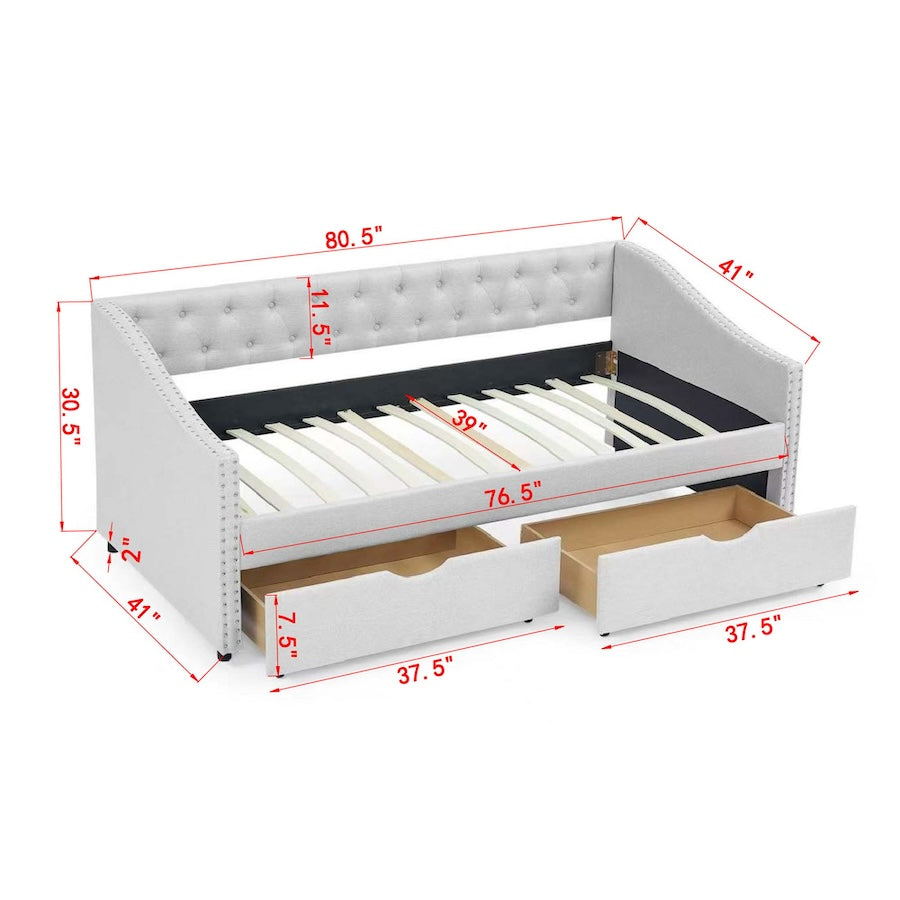 Everest Twin Size Tufted Daybed with Storage