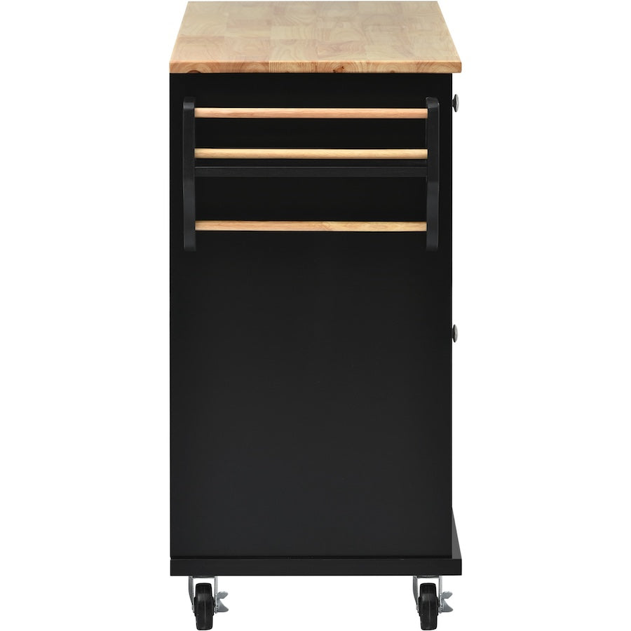 K&K Kitchen Island Cart with 5 Drawers - Black