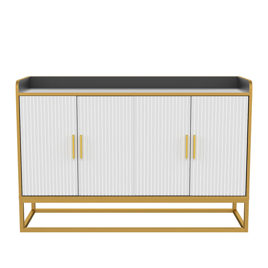 Justone Interior Modern Storage Cabinet - White/Gold/Black